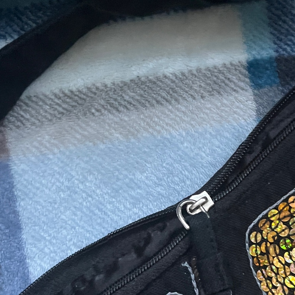 vintage bohemian style bag ,Black sequin and rhinestone embellished - Picture 5 of 11